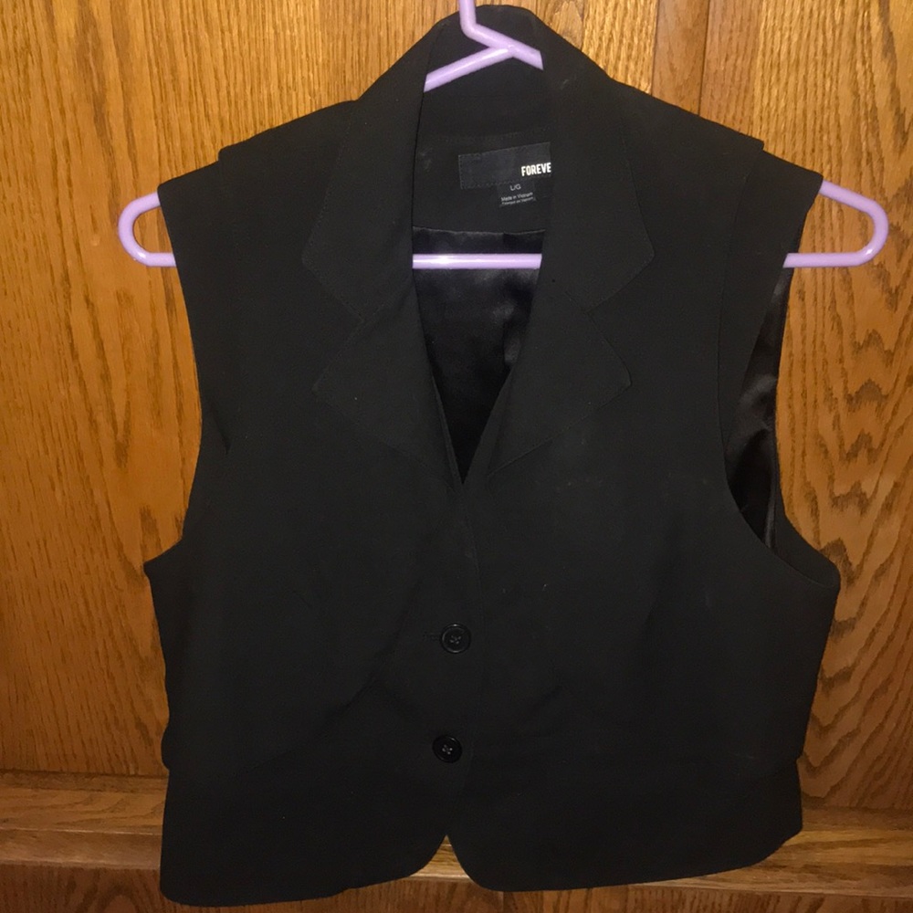 Black layered 2 button vest